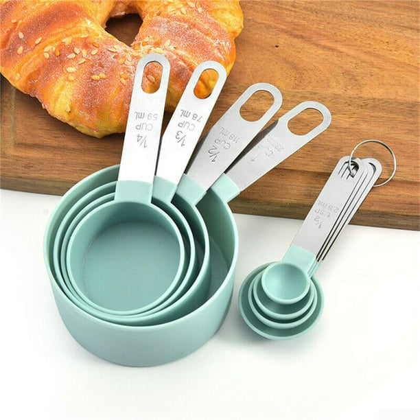 8Pcs/Set Stainless Steel Measuring Cup Spoon With Scales Kitchen Cooking Baking